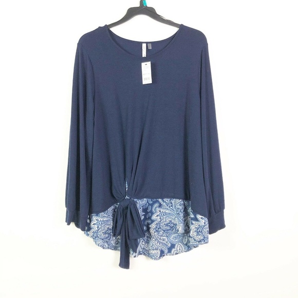 NY Collection Tops - NY Collection 3X Blue Long Sleeve TOP NEW 1N14